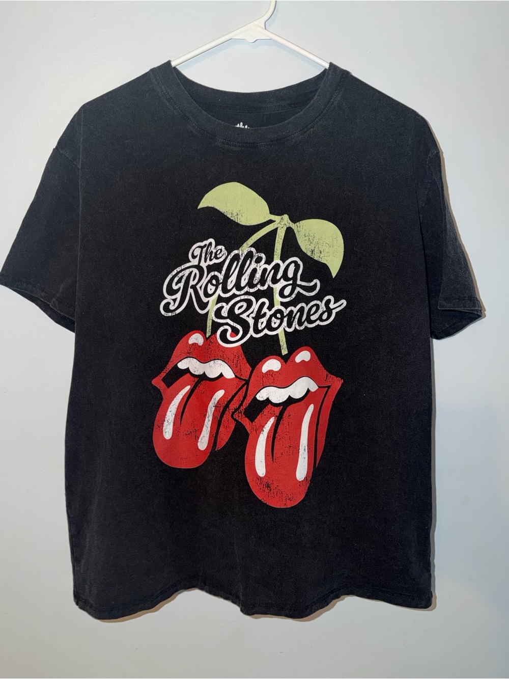 The Rolling Stones Black Tee with White Logo and Green Graphic